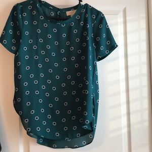 Ann Taylor LOFT short sleeve teal blouse